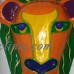 GINA TRUEX ART PAPIER PAPER MACHE LION MASK 17" ORANGE, YELLOW, BLUE & GREEN   142169509226